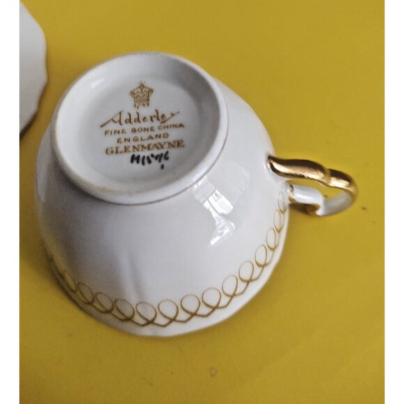 Vintage Adderley Glenmayne Demitasse Cup & Saucer Gold Scroll Bone china England - Picture 8 of 8